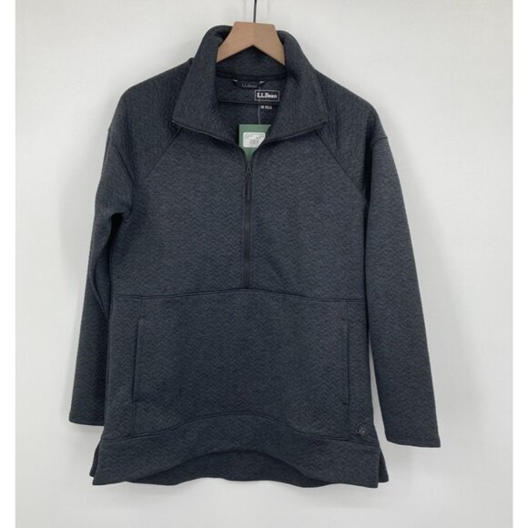 LL Bean Women’s FlexForward Quilted Half-Zip Pullover Size Med Dark Gray Pockets - Picture 1 of 10
